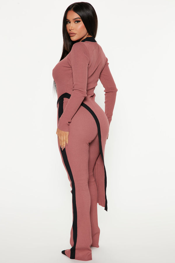 Fashion Nova Skylar Sweater Pant Set - Mauve/combo