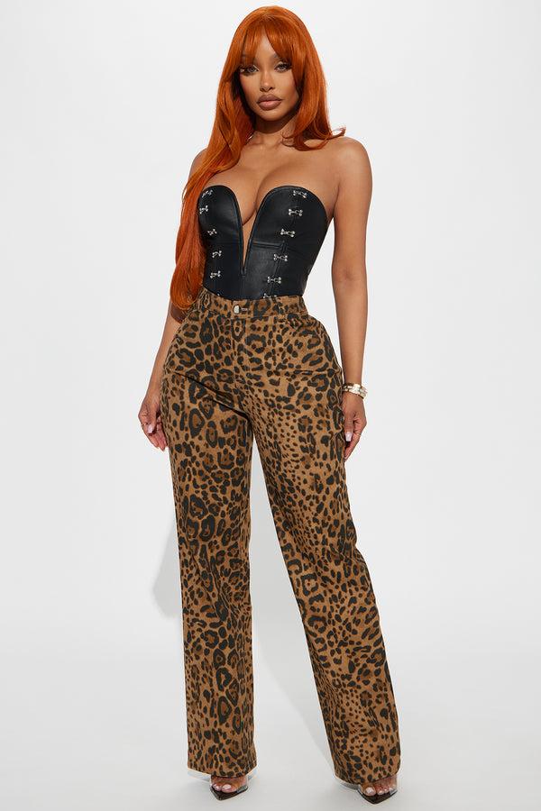 Fashion Nova Sneaking Out Leopard Pant - Brown/combo