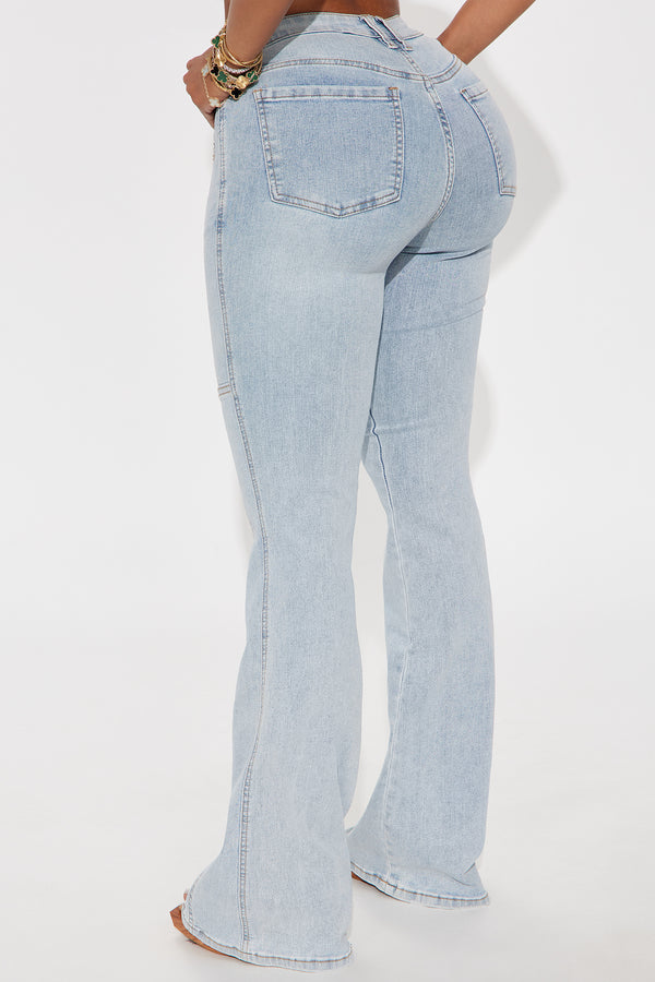 Fashion Nova So Into You Flare Jeans - Light Wash
