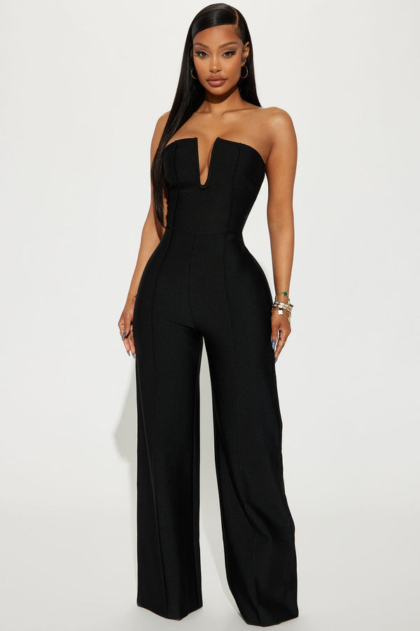 Fashion Nova Someone To You Bandage Jumpsuit - Black