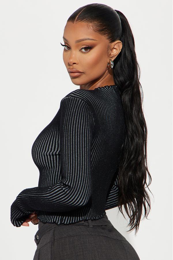 Fashion Nova Switched Up Washed Sweater - Black