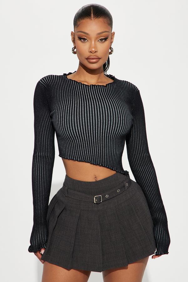 Fashion Nova Switched Up Washed Sweater - Black