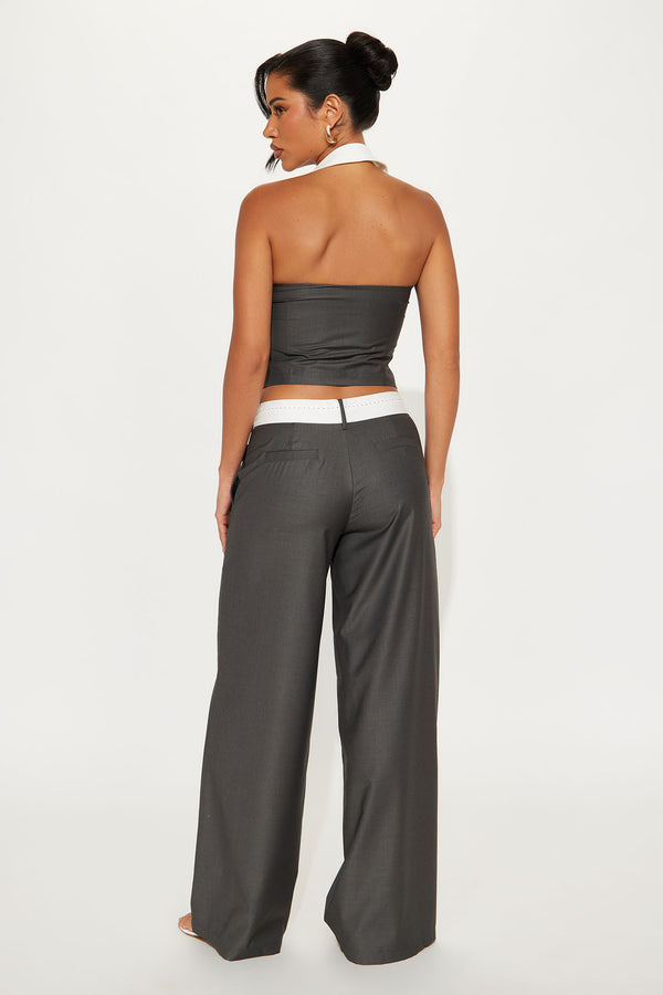 Fashion Nova Tailored Life Vest Pant Set - Dark Grey
