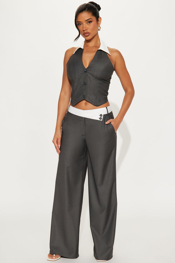 Fashion Nova Tailored Life Vest Pant Set - Dark Grey