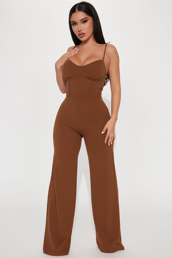 Fashion Nova Taking Notes Jumpsuit - Mocha