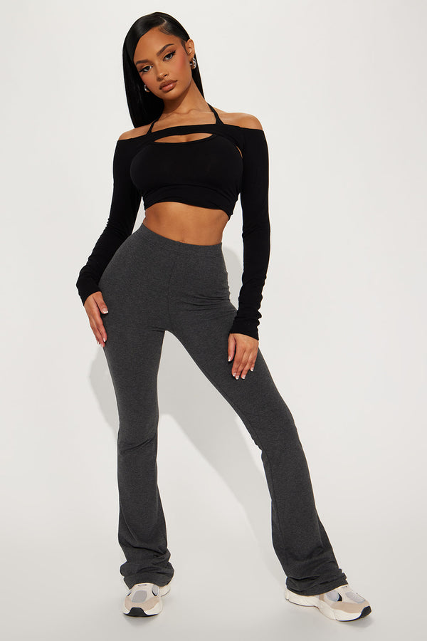 Fashion Nova Tall Adriana Flare Pant - Charcoal