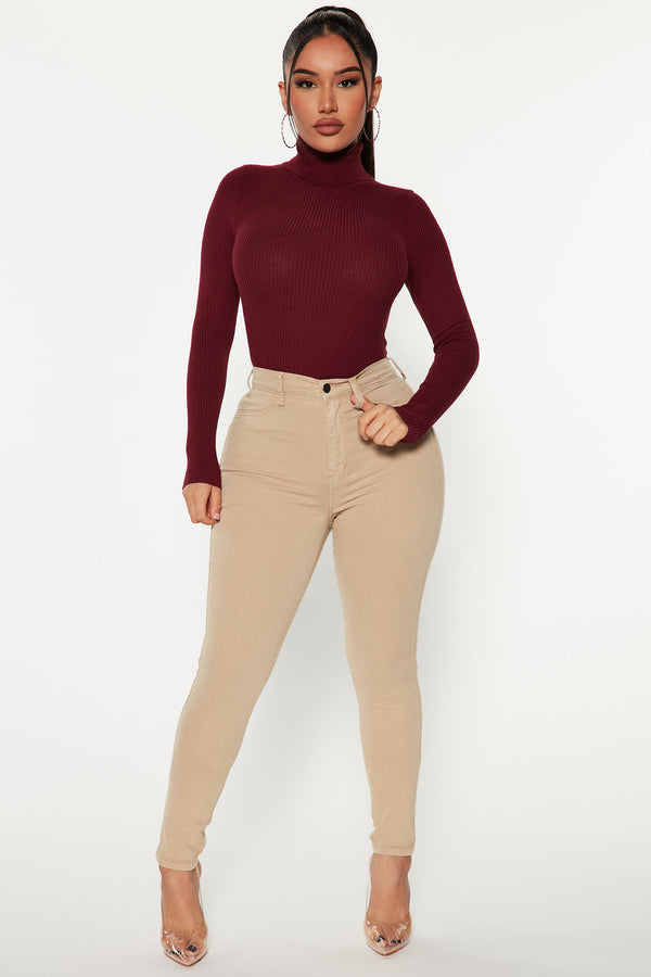Fashion Nova Tara Turtle Neck Sweater - Burgundy