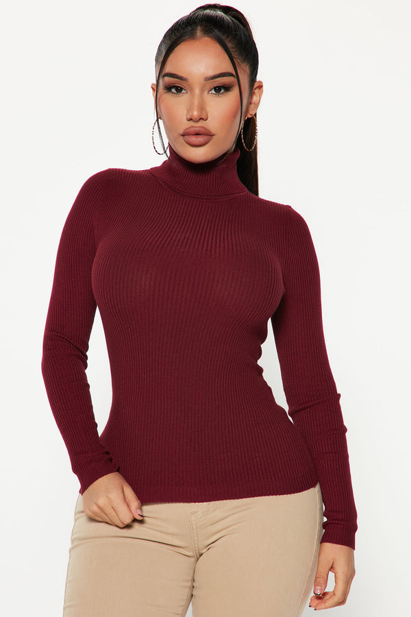 Fashion Nova Tara Turtle Neck Sweater - Burgundy