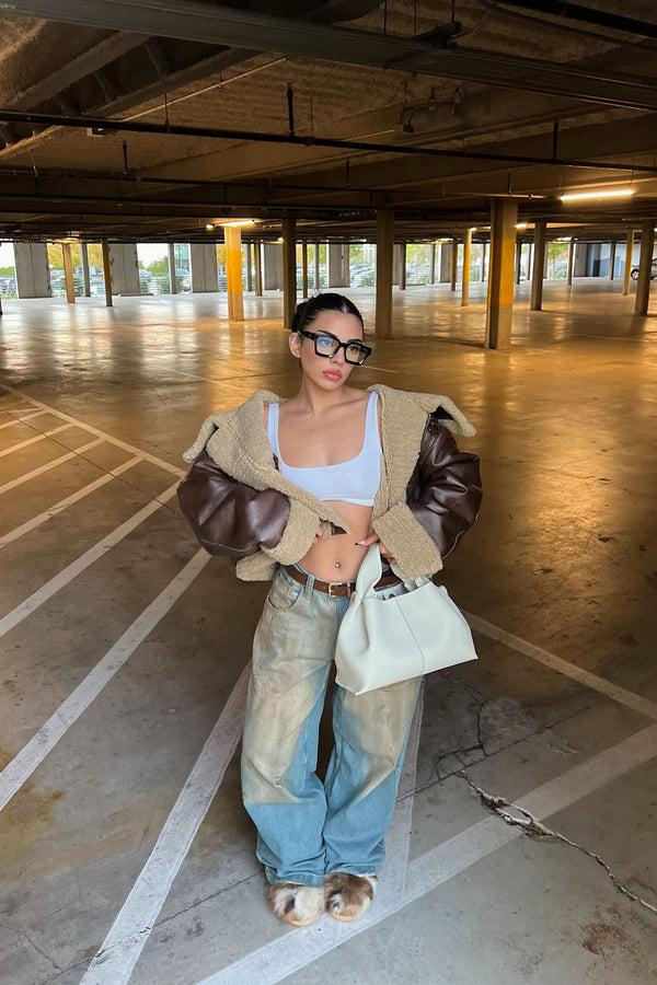 Fashion Nova Taytum Faux Leather Jacket - Brown