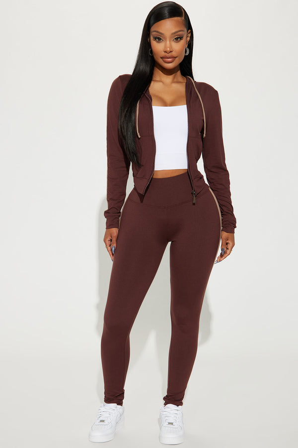 Fashion Nova Tennis Courts III Zip Set - Chocolate