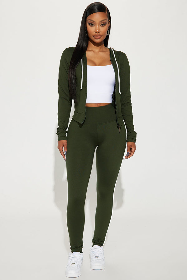 Fashion Nova Tennis Courts III Zip Set - Olive