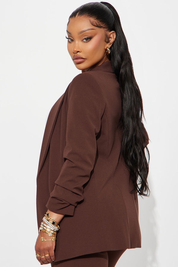 Fashion Nova The Celine Blazer - Chocolate