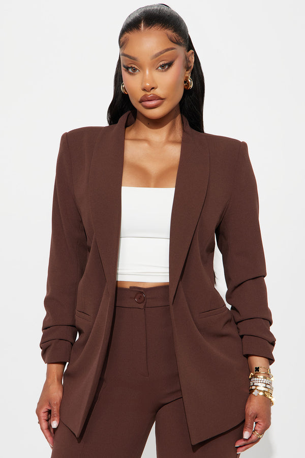 Fashion Nova The Celine Blazer - Chocolate
