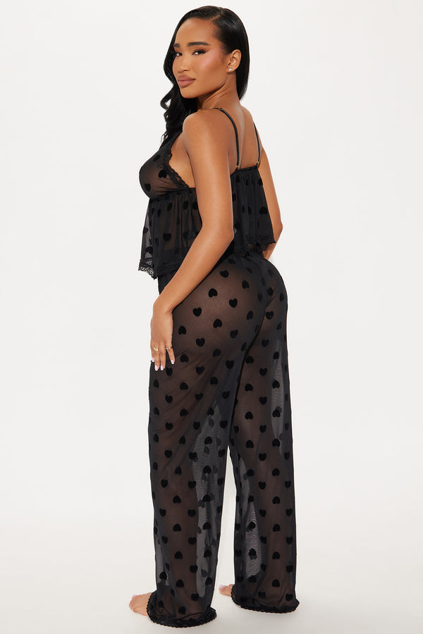 Fashion Nova Tia Mesh Heart 2 Piece Set - Black