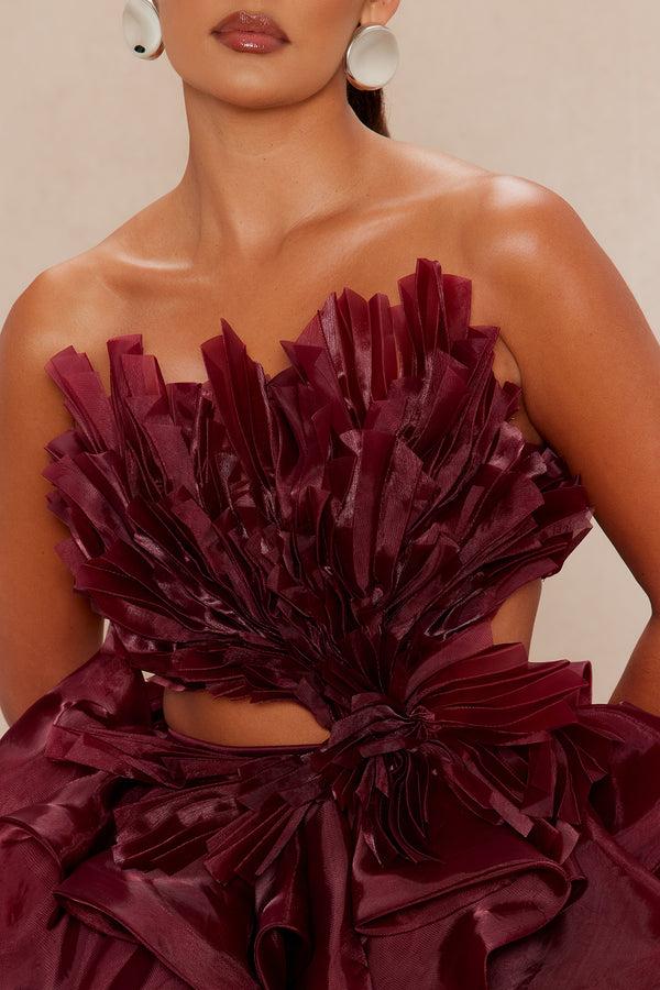 Fashion Nova Tila Organza Mini Dress - Burgundy