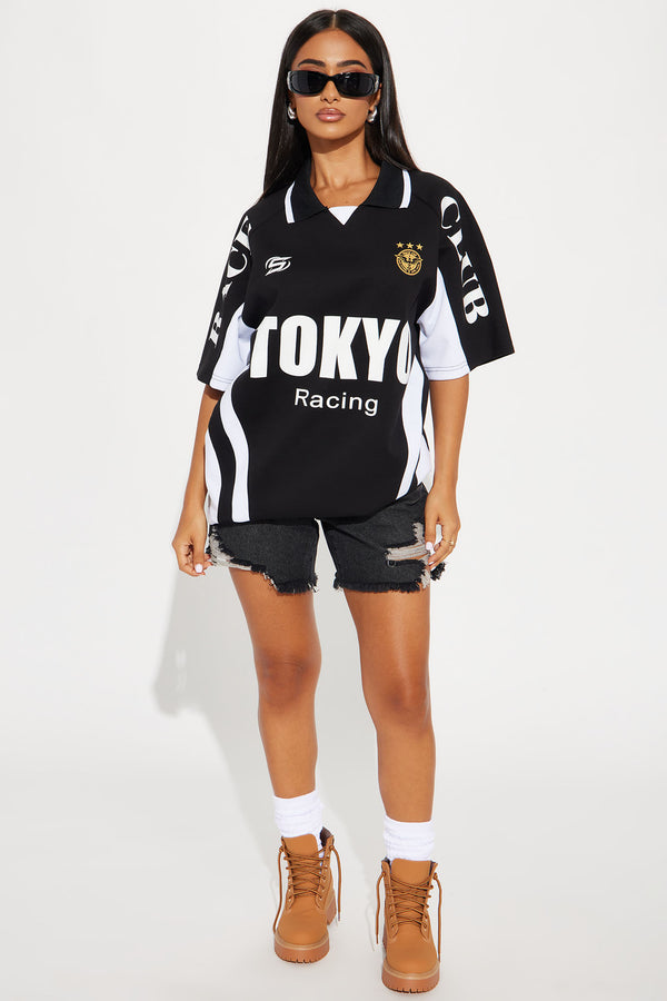 Fashion Nova Tokyo Crowd Pleaser Polo Tee - Black