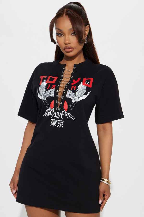 Fashion Nova Tokyo Drift Tshirt Mini Dress - Black