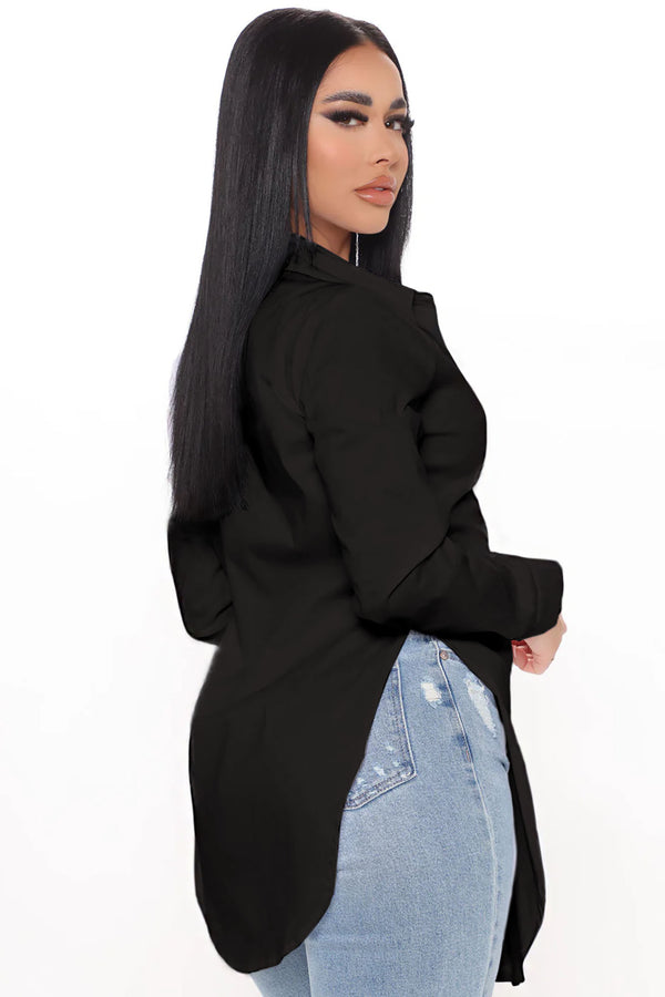 Fashion Nova Tres Chic Poplin Shirt - Black
