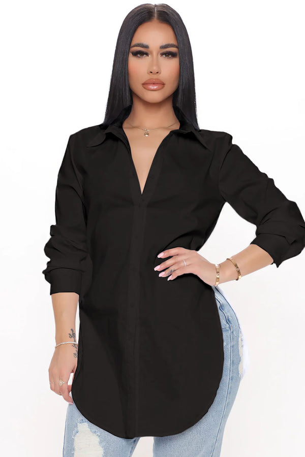 Fashion Nova Tres Chic Poplin Shirt - Black