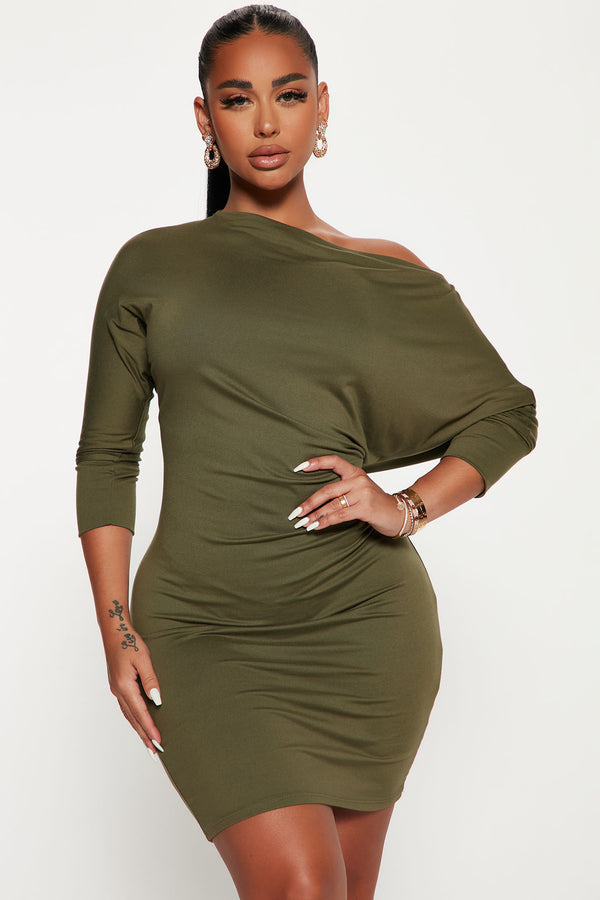 Fashion Nova Trina Mini Dress - Olive