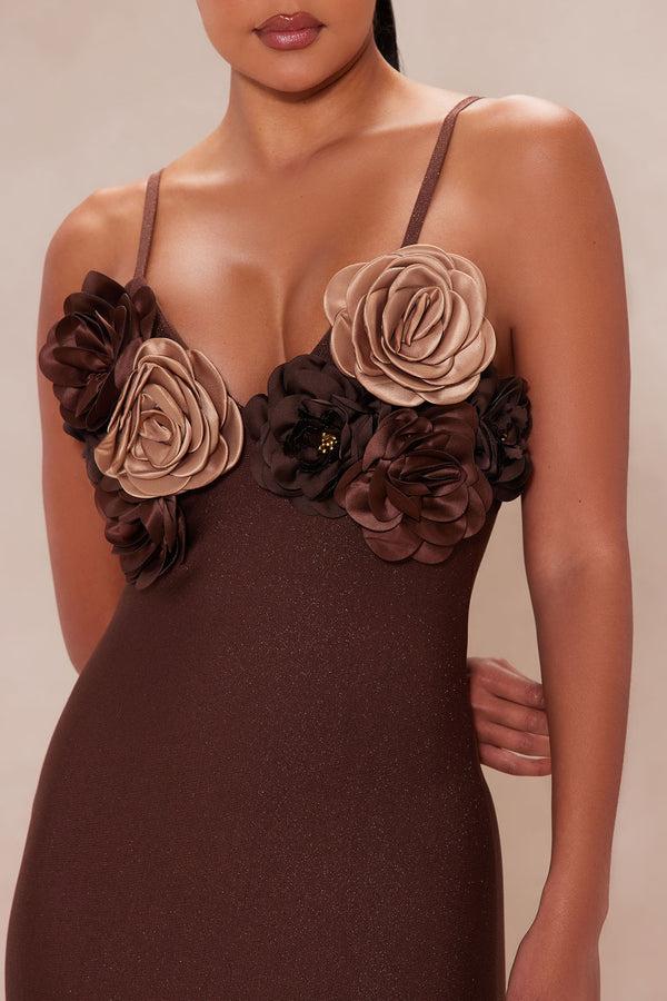 Fashion Nova Valentina Bandage Midi Dress - Brown