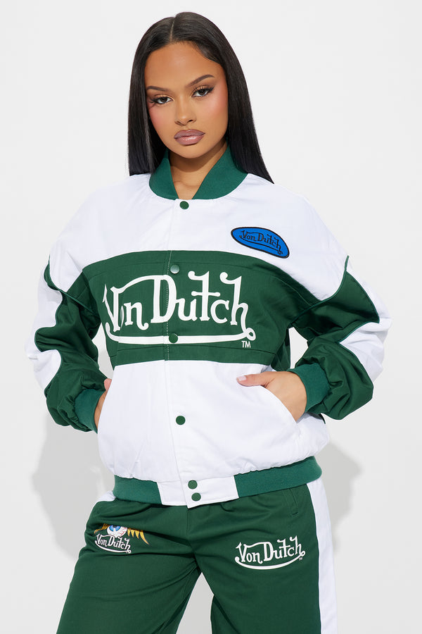 Fashion Nova Von Dutch Bomber Jacket - Hunter Green