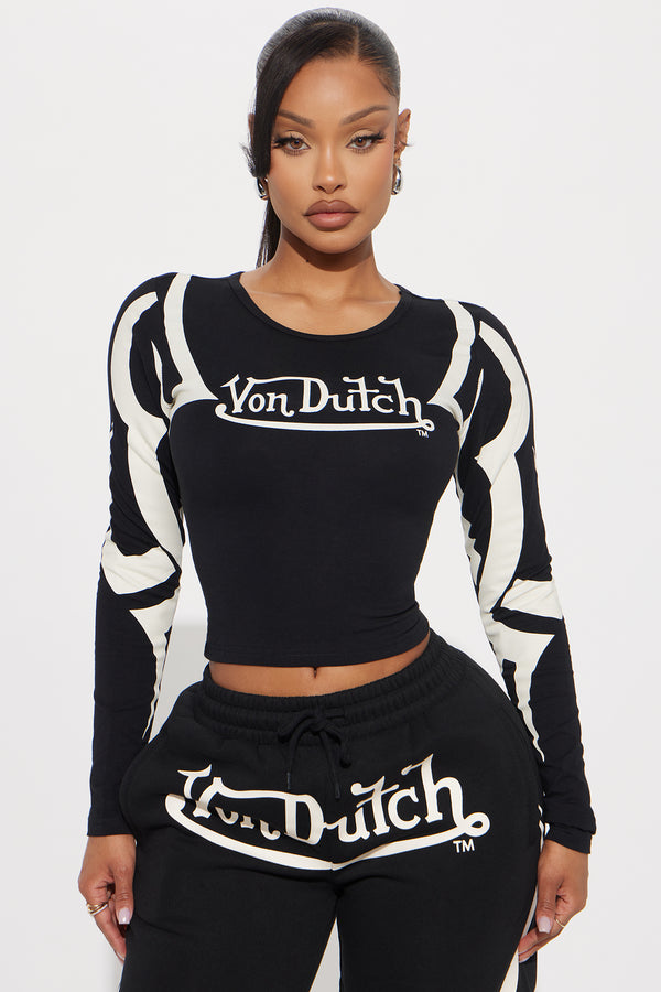 Fashion Nova Von Dutch Trendy Baby Tee - Black/White