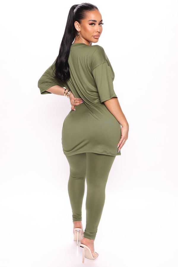 Fashion Nova Weekend Vibes Legging Set - Olive