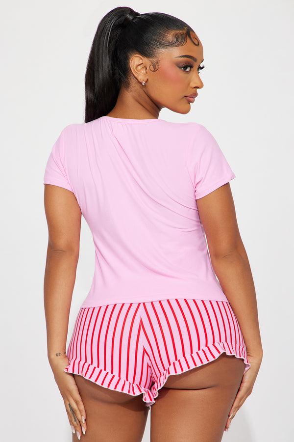 Fashion Nova Wife Life PJ Short Set - Pink/combo