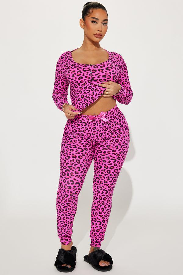 Fashion Nova Wild Side PJ Pant Set - Hot Pink/combo