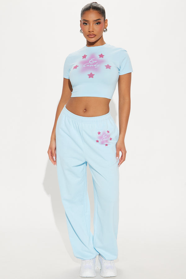 Fashion Nova Your Eye Candy Jogger Set - Light Blue