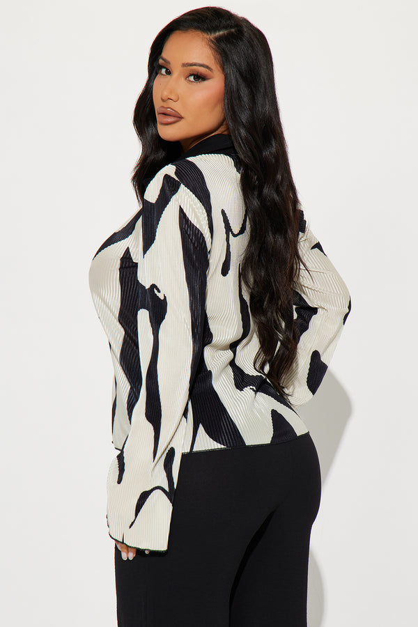 Fashion Nova Zahara Button Up Top - Black/White