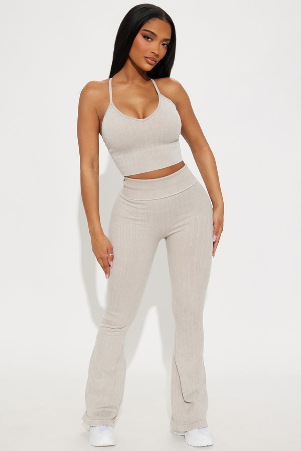 Fashion Nova Zen Zest Washed Yoga Pant - Light Taupe