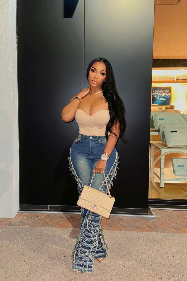 Fashion Nova Feeling Brand New Tinted Flare Jeans - Medium Wash