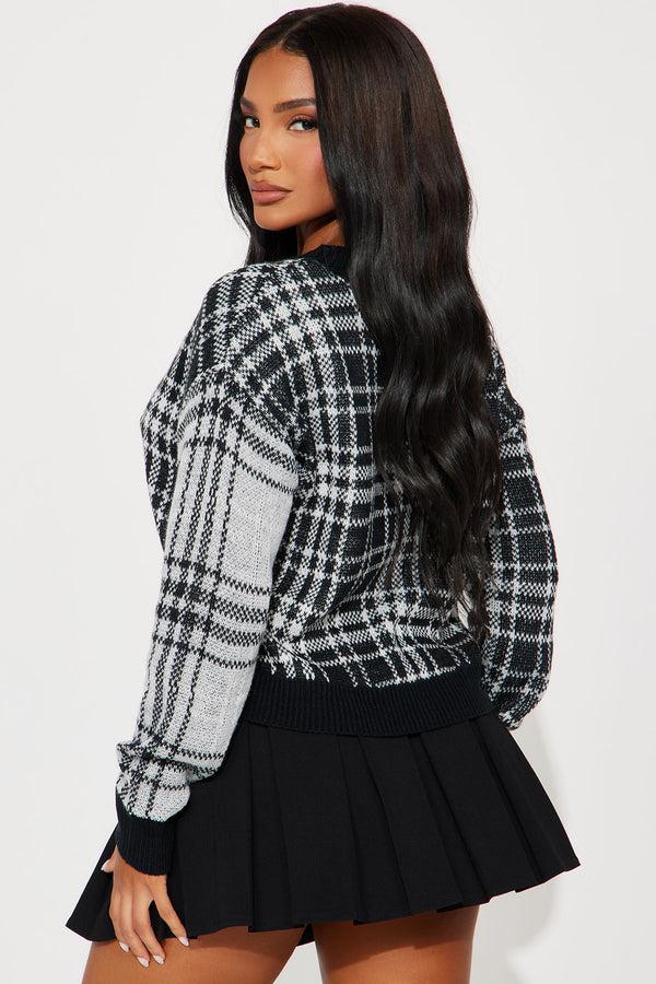 Fashion Nova Feeling Like Fall Plaid Cardigan - Black/combo
