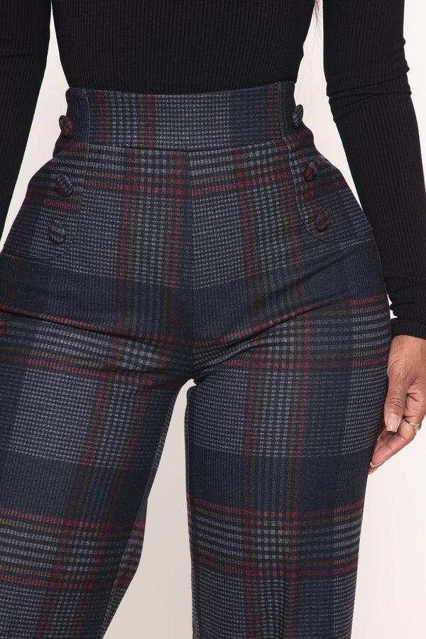 Fashion Nova Feeling Preppy Wide Leg Pant 33 - Navy/combo