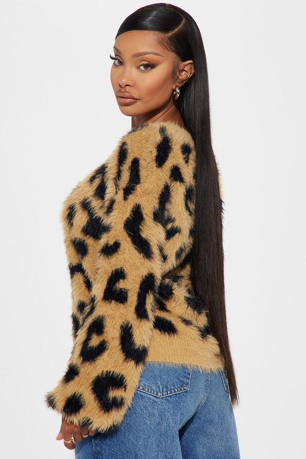 Fashion Nova Feline Fierce Leopard Sweater - Brown/combo