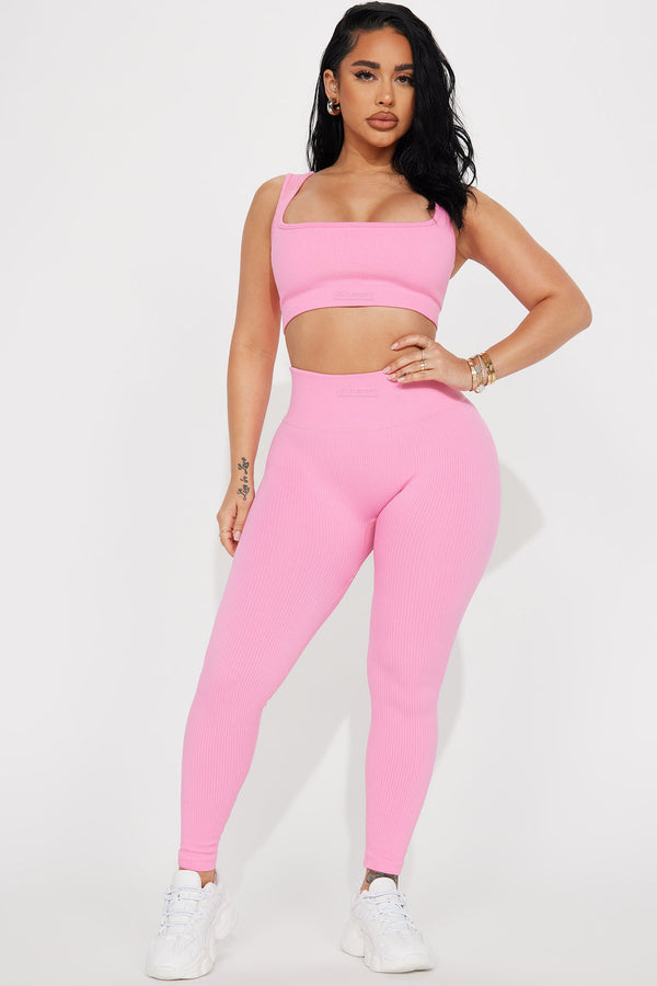 Fashion Nova Fighter Ribbed Active Legging In Infinity Seamless - Bubblegum Pink