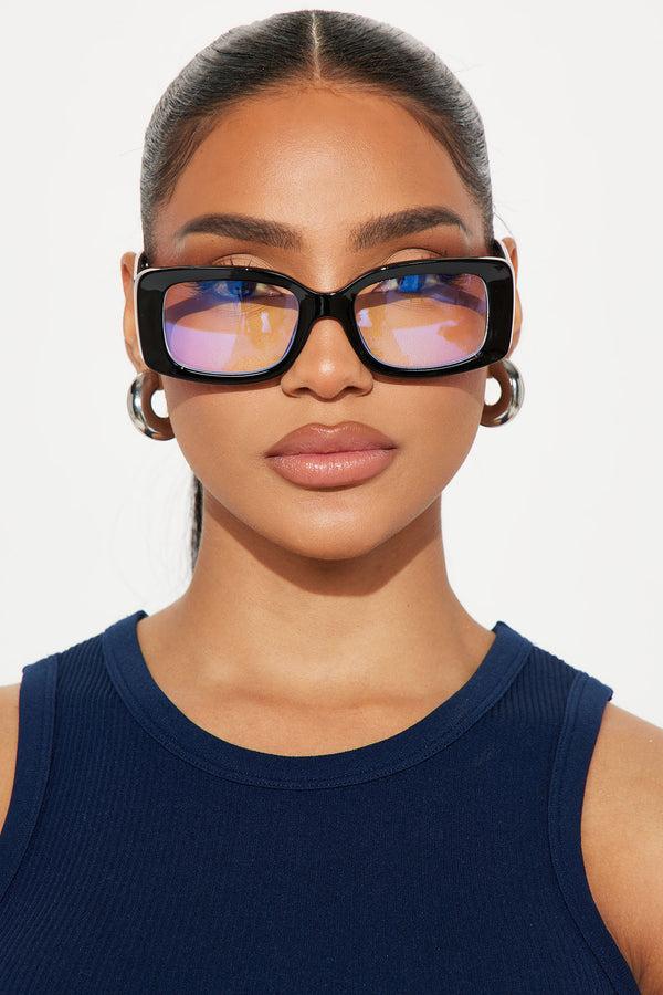 Fashion Nova Figure You Out Blue Light Glasses - Black