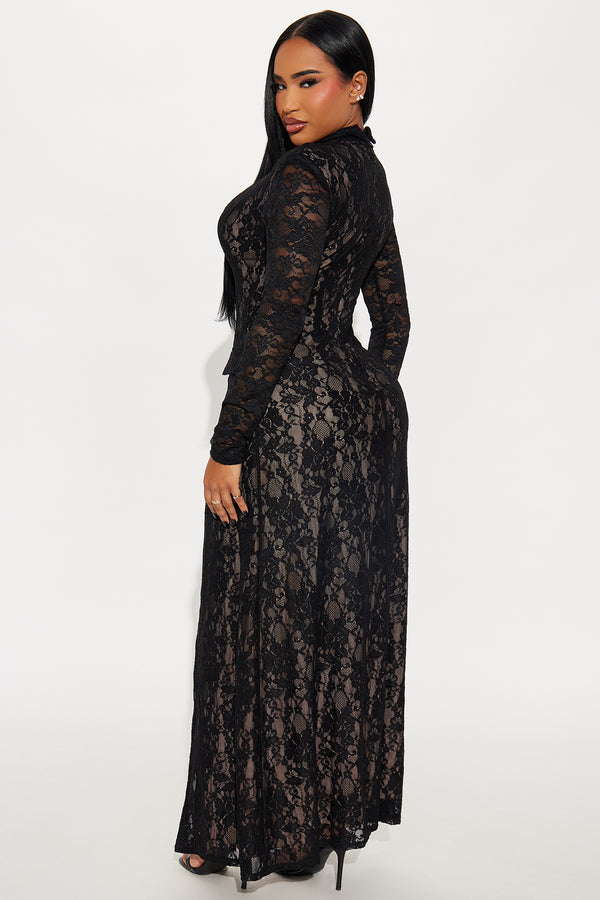 Fashion Nova Flirty And Thriving Lace Maxi Dress - Black