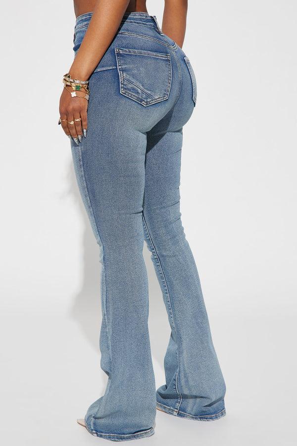 Fashion Nova Gemma Sculpting Stretch Flare Jeans - Vintage Wash