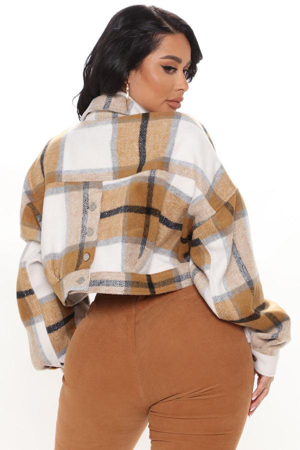 Fashion Nova Getting Caught Up Plaid Jacket - Brown/combo