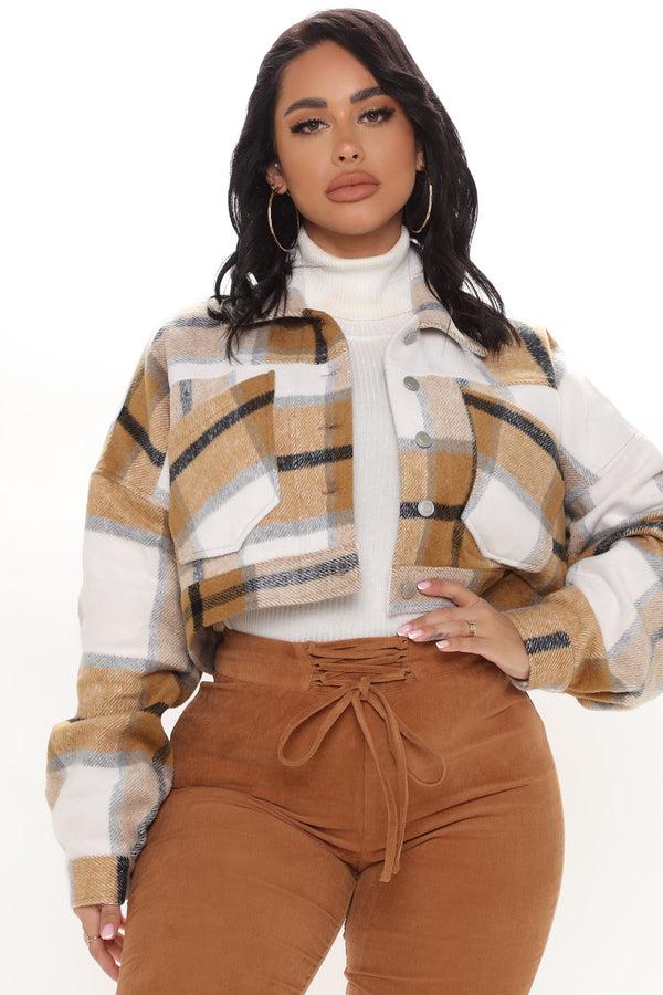 Fashion Nova Getting Caught Up Plaid Jacket - Brown/combo