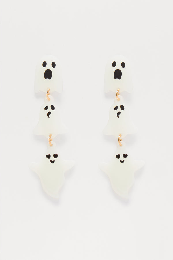 Fashion Nova Ghosted Novelty Halloween Earrings - White