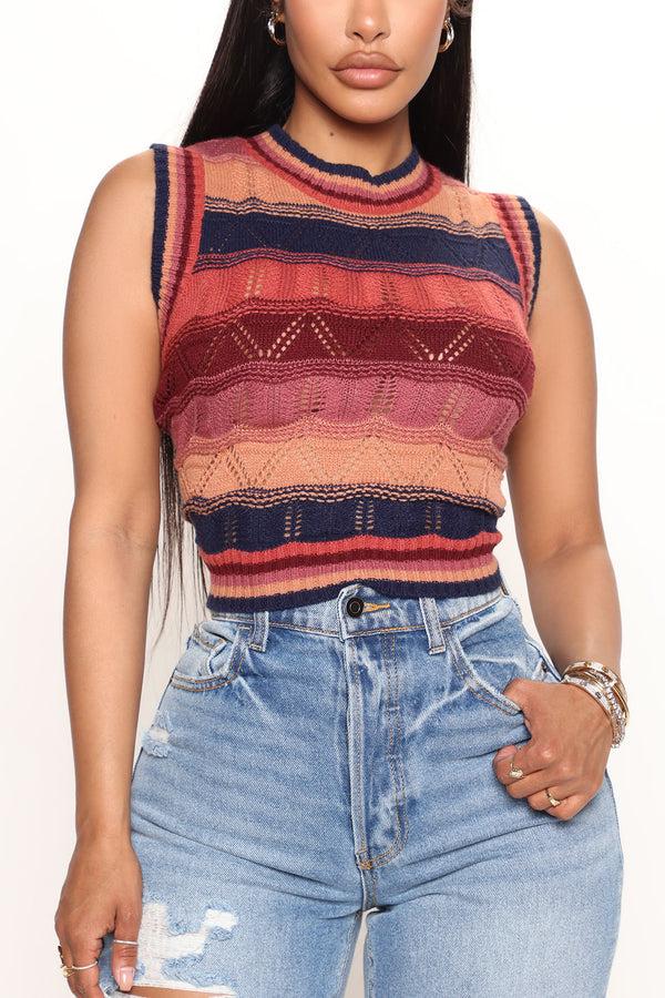 Fashion Nova Girl On The Go Sweater Vest - Multi Color