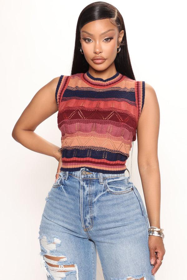 Fashion Nova Girl On The Go Sweater Vest - Multi Color