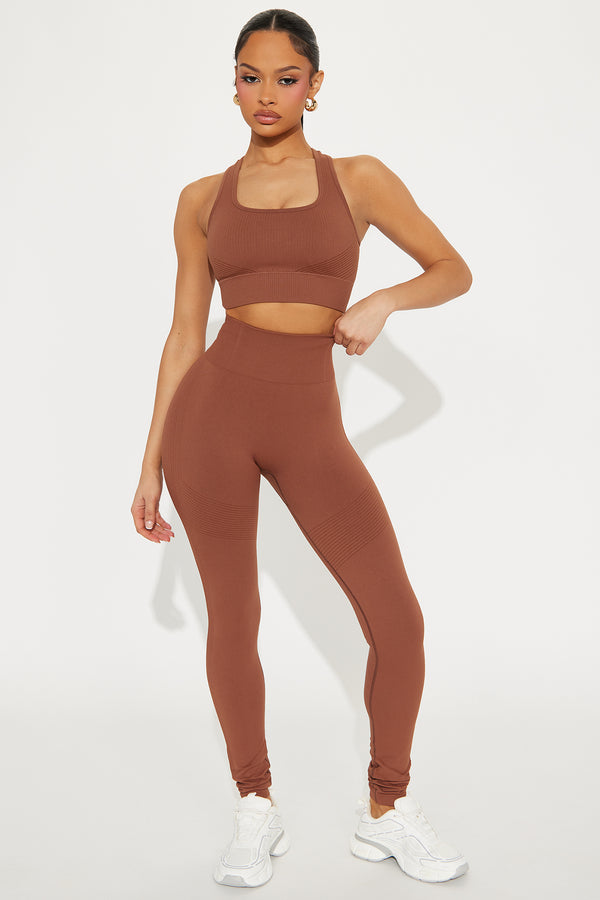 Fashion Nova Good Stretch Seamless Active Legging - Mocha
