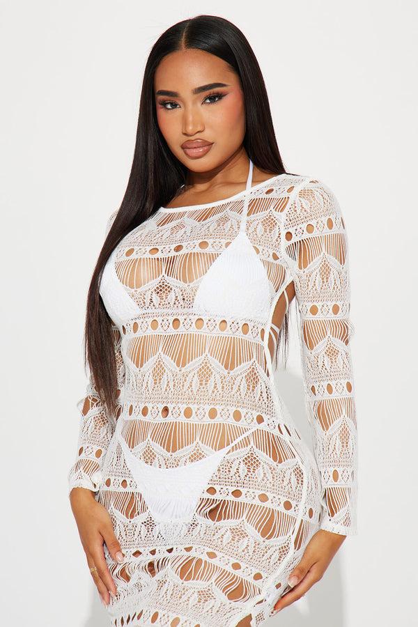 Fashion Nova Grecian Goddess Lace Cover Up Maxi Dress - White