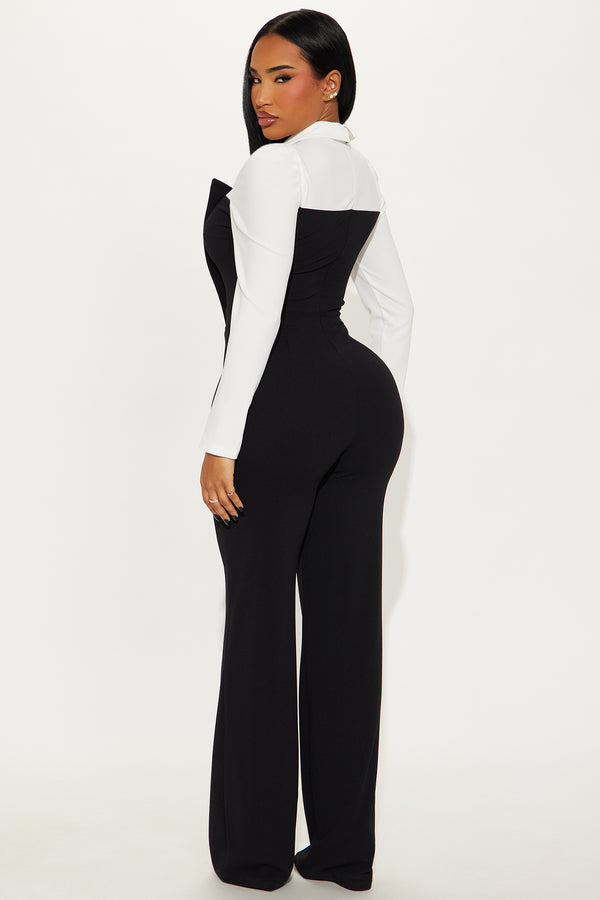 Fashion Nova High Maintenance Wide Leg Jumpsuit - Black/White