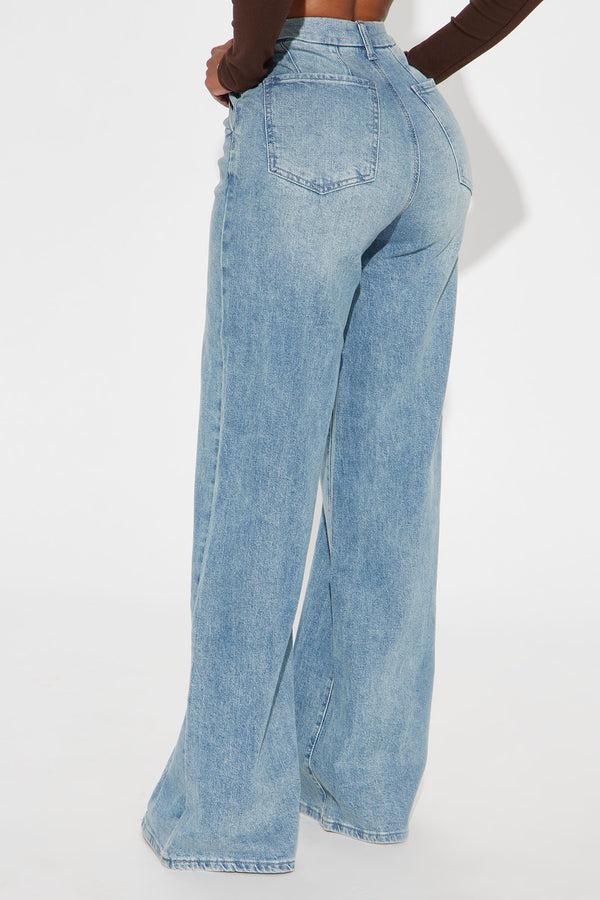 Fashion Nova High Value Wide Leg Trouser Jeans - Light Wash